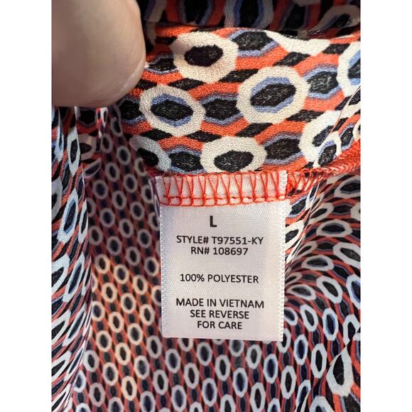 Size Large Alice Blue Orange and Blue Blouse - Picture 2 of 4